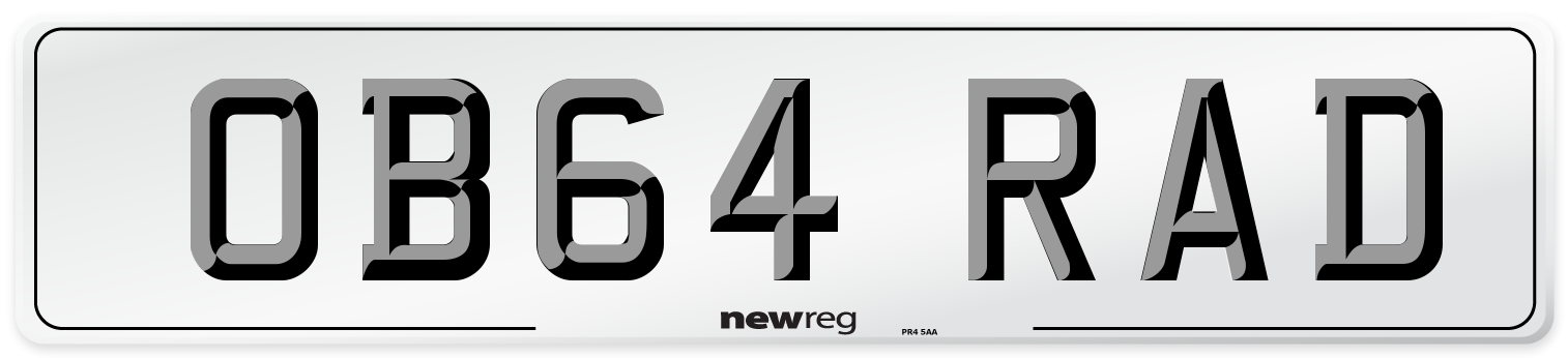 OB64 RAD Number Plate from New Reg